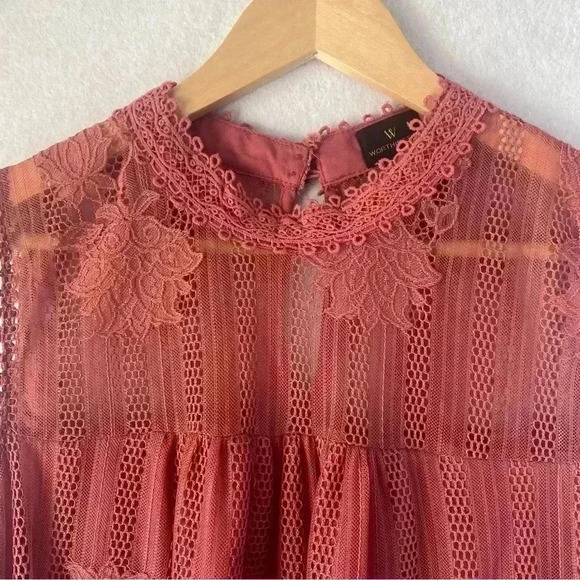 Worthington‎ Women's Guava Lace Halter Sleeveless Feminine Boho Blouse Size XL - Picture 11 of 13
